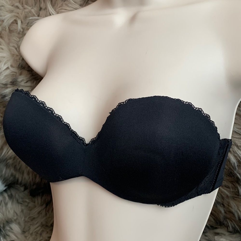 Lily of France Strapless Padded Push up Bra Black 34A